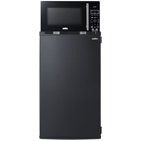 Summit 19 Inch Wide 3 Cu. Ft. Compact Refrigerator with Microwave and Pre Installed Charging Ports Black
