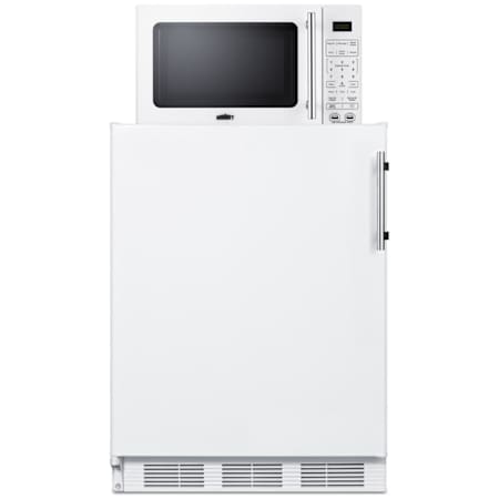 Summit 24 Inch Wide 5.04 Cu. Ft. Left Hinge Compact Refrigerator with Microwave and Pre Installed Charging Ports White
