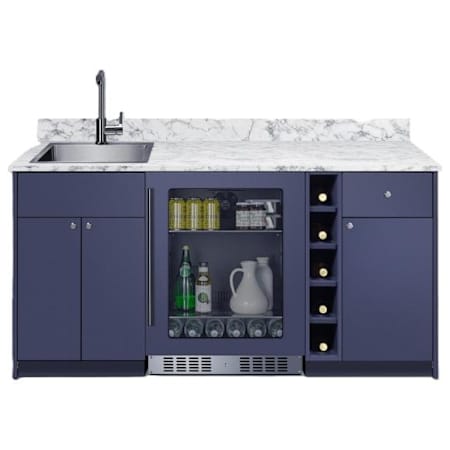 Summit Turnkey Oasis 68-1/2 Inch Wide Wet Bar Blue / Glass