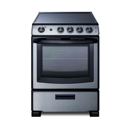 Summit 24 Inch Wide 2.9 Cu. Ft. Free Standing Electric Range with Storage Drawer Stainless Steel / Black