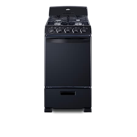 Summit 20 Inch Wide 4 Burner Natural Gas Range with Broiler Compartment Black