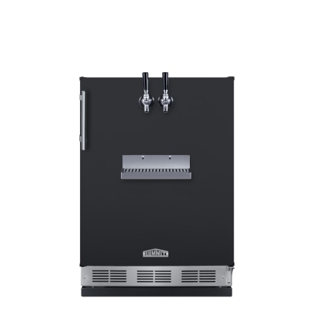 Summit 24 Inch Wide 5.3 Cu. Ft. Built-In Double Tap Kegerator with Dial Controls and 2 Taps Black
