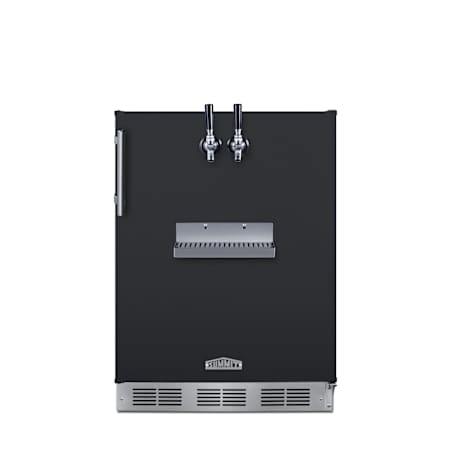 Summit 24 Inch Wide 5.3 Cu. Ft. Built-In Double Tap Kegerator with 2 Taps and Automatic Defrost Black