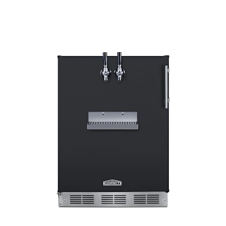 Summit 24 Inch Wide 5.3 Cu. Ft. Built-In Double Tap Kegerator with Automatic Defrost and 2 Taps Black