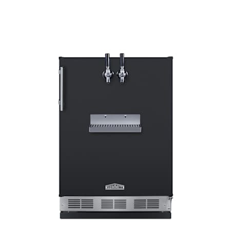 Summit 24 Inch Wide 5.3 Cu. Ft. Built-In Double Tap Coffee Kegerator with 2 Taps and Automatic Defrost Black