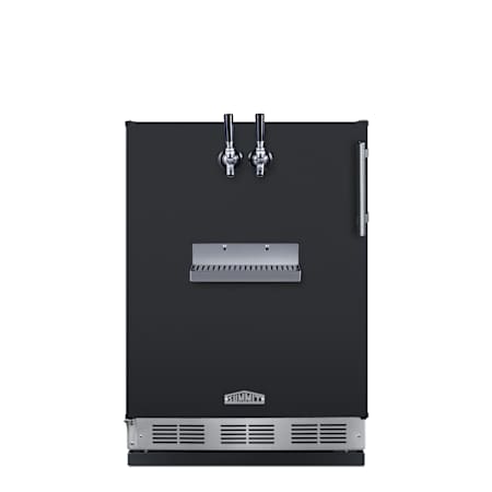Summit 24 Inch Wide 5.3 Cu. Ft. Built-In Double Tap Kegerator with Innovative Front Double Tap System Black