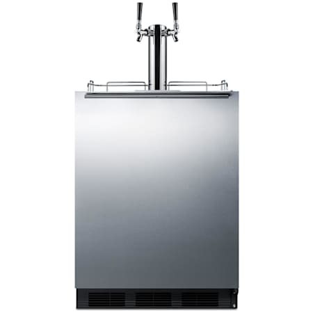 Summit 24 Inch Wide 5.5 Cu. Ft. Built-In Double Tap Beer, Coffee Kegerator Black / Stainless Steel