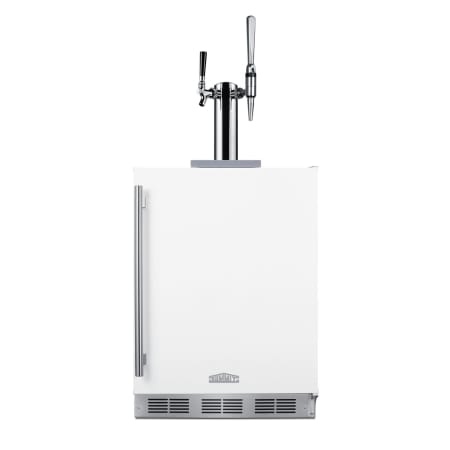 Summit 24 Inch Wide 5.5 Cu. Ft. Built-In Coffee Double Tap Kegerator with Left Hinged Door and Nitro and Standard Tap Kit White