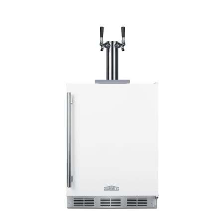 Summit 24 Inch Wide 5.5 Cu. Ft. Built-In Double Tap Kegerator with CO2 Tank and Left Hinged Door White