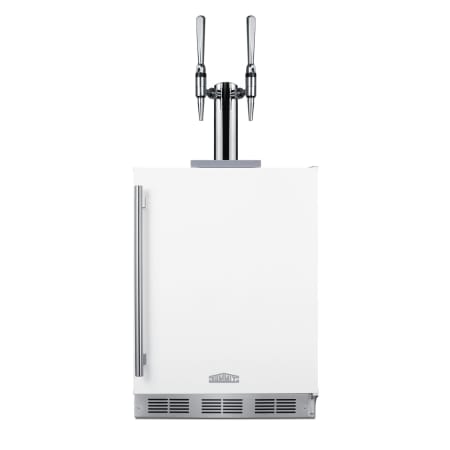Summit 24 Inch Wide 5.5 Cu. Ft. Built-In Coffee Double Tap Kegerator with 2 Nitro Tap Kit and Right Hinged Door White