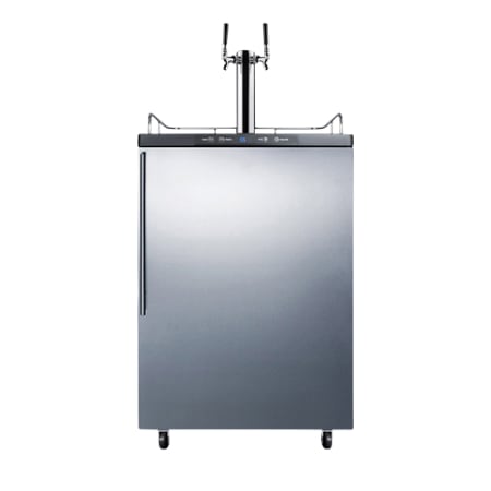 Summit 24 Inch Wide 6 Cu. Ft. Double Tap Kegerator with Digital Controls and Vertical Handle Stainless Steel