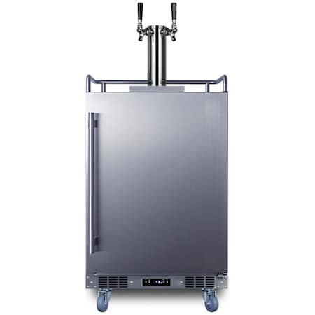 Summit 24 Inch Wide 5.6 Cu. Ft. Built-In Double Tap Beer, Wine Kegerator Stainless Steel