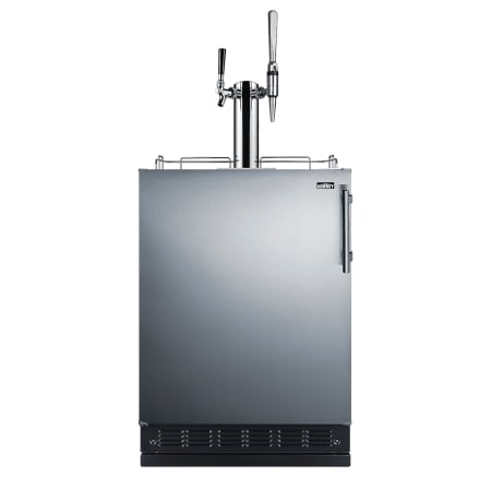 Summit 24 Inch Wide 5.3 Cu. Ft. Free Standing Double Tap Coffee Kegerator with Leg Shield Included Stainless Steel