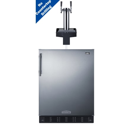 Summit 24 Inch Wide 5.8 Cu. Ft. Built-In Double Tap Kegerator with 2 Taps and Dial Controls Stainless Steel