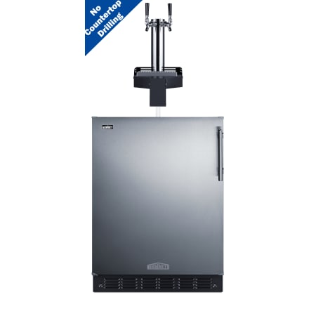 Summit 24 Inch Wide 5.8 Cu. Ft. Built-In Double Tap Coffee Kegerator with Innovative Floating Tap and Steel Floor Cover Stainless Steel