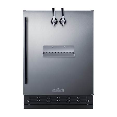 Summit 24 Inch Wide 5.3 Cu. Ft. Built-In Double Tap Kegerator with Dial Controls and 2 Taps Stainless Steel