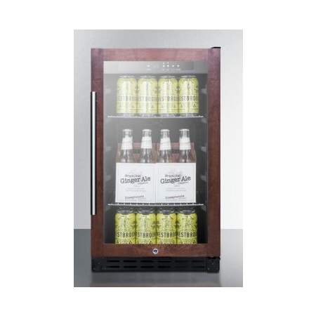 Summit 18 Inch Wide 2.7 Cu. Ft. Built-In or Free Standing ADA Approved Glass Door Wine and Beverage Cooler with LED Lighting Panel Ready