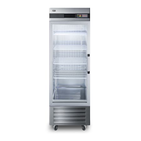 Summit 28 Inch Wide 23 Cu. Ft. Commercial Reach-In Refrigerator with Glass Door - Left Hand Door Swing Stainless Steel