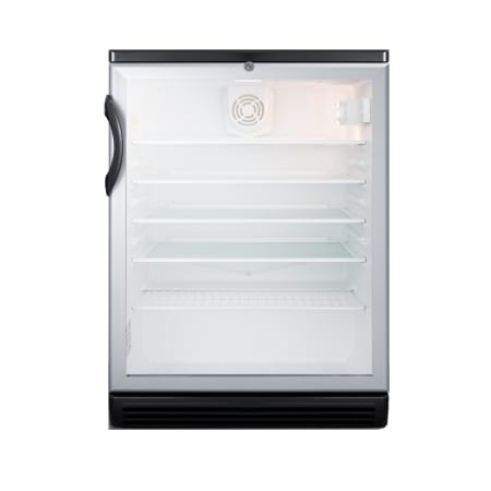 Summit 24 Inch Wide 5.5 Cu. Ft. Free Standing Beverage Center with Door Lock Glass / Black