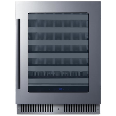 Summit 24 Inch Wide 33 Bottle Capacity Built-In / Free Standing Wine Cooler with Ergonomic Thermostat and LED Lights Glass
