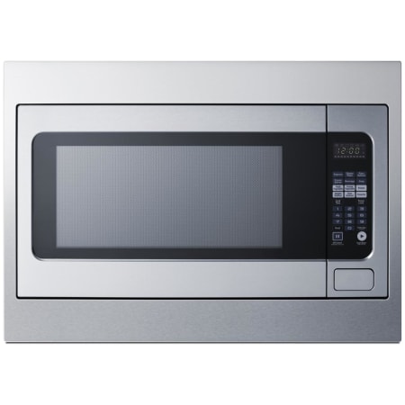 Summit 27 Inch Wide 2.2 Cu. Ft. 1200 Watt Built In Microwave with Trim Kit and Defrost Function Stainless Steel