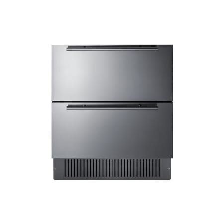 Summit 30 Inch Wide 5.42 Cu. Ft. Refrigerator Drawers with LED Lighting and Front Breathing Design Stainless Steel