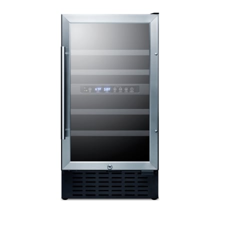 Summit 18 Inch Wide 28 Bottle Capacity Built-In Wine Cooler with Stainless Steel Wrapped Cabinet Glass / Stainless Steel