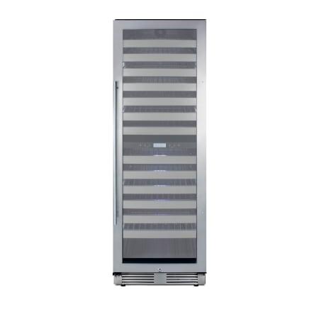 Summit 24 Inch Wide 163 Bottle Capacity Free Standing Wine Cooler with Full Extension Shelving and Stainless Cabinet - Right Hand Door Swing Stainless Steel