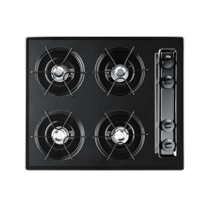 Summit 24 Inch Wide 4 Burner Gas Cooktop with Porcelain Enamel Grates and 9K BTU Burners Black