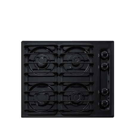 Summit 24 Inch Wide 4 Burner Gas Cooktop with 12K BTU Power Burner Black