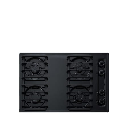 Summit 30 Inch Wide 4 Burner Gas Cooktop with Sealed Burners and Cast Iron Grates in Black Black