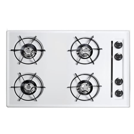 Summit 30 Inch Wide Gas Cooktop in White White