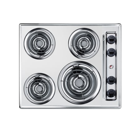 Summit 24 Inch Wide 220 Volt 4 Burner Coil Electric Cooktop Chrome