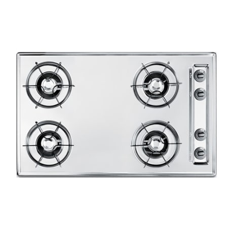 Summit 30 Inch Wide Gas Cooktop in Stainless Steel Chrome
