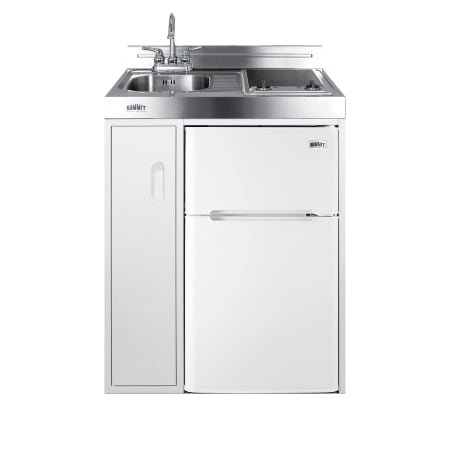 Summit 41" x 30" Combination Kitchenette with Cooktop, Sink and Faucet, and Refrigerator White Door / White