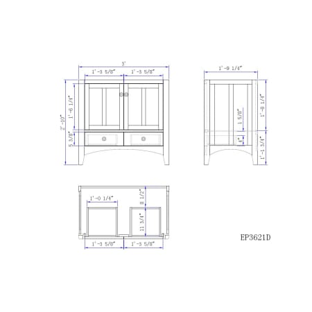 Product EP3621D line drawing