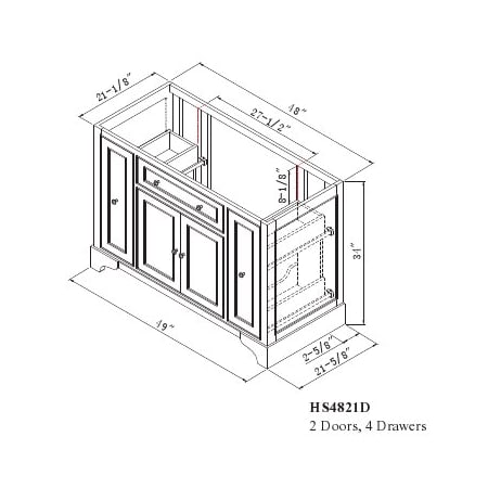 Product HS4821D line drawing