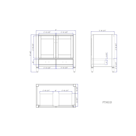 Product PT3621D line drawing