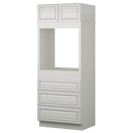 Sunny Wood Riley 33" Wide x 84" Tall Double Door Wall Oven Cabinet with Triple Drawers Fresh White with Dover Glaze