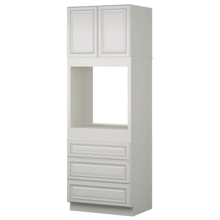Sunny Wood Riley 33" Wide x 96" Tall Double Door Wall Oven Cabinet with Triple Drawers Fresh White with Dover Glaze