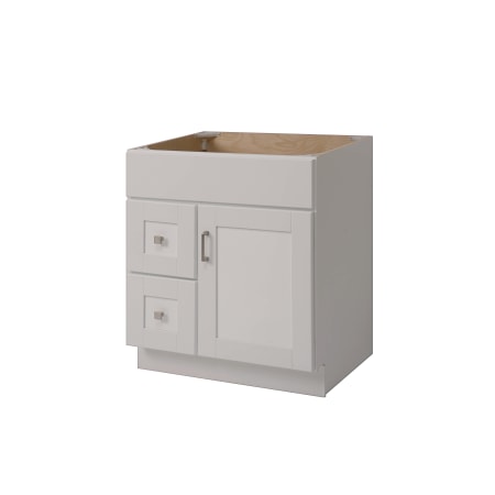 Sunny Wood Shaker Hill 30" Single Free Standing Vanity Cabinet Only with Left Hand Drawers- Less Vanity Top Designer White