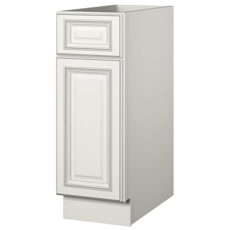 Sunny Wood Sanibel 12" Wide x 34-1/2" Tall Single Door Base Cabinet with Single Dovetail Drawer and Soft Close Slides Off White with Charcoal Glaze