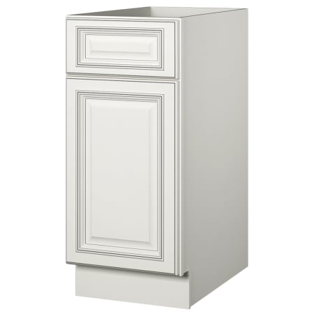 Sunny Wood Sanibel 15" Wide x 34-1/2" Tall Single Door Base Cabinet with Single Dovetail Drawer and Soft Close Slides Off White with Charcoal Glaze