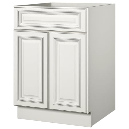 Sunny Wood Sanibel 24" Wide x 34-1/2" Tall Double Door Base Cabinet with Single Dovetail Drawer and Soft Close Slides Off White with Charcoal Glaze