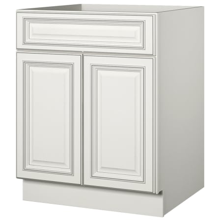 Sunny Wood Sanibel 27" Wide x 34-1/2" Tall Double Door Base Cabinet with Single Dovetail Drawer and Soft Close Slides Off White with Charcoal Glaze