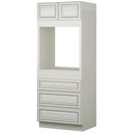 Sunny Wood Sanibel 33" Wide x 84" Tall Double Door Wall Oven Cabinet with Triple Drawers Off White with Charcoal Glaze