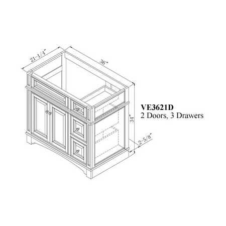 Product VE3621D line drawing