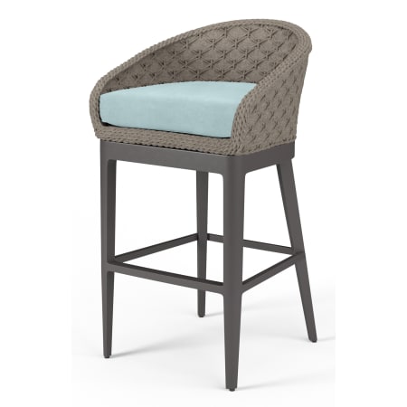 Sunset West Marbella 23" Wide Aluminum, Rope Framed Sunbrella Outdoor Bar Stool Graphite / Dupione Celeste