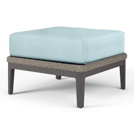 Sunset West Marbella 25" Wide Sunbrella Outdoor Ottoman Graphite / Dupione Celeste