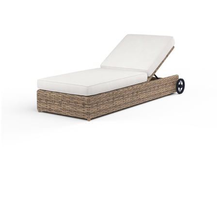 Sunset West Havana 79" Wide Resin Wicker, Sunbrella Outdoor Chaise Chair Tobacco / Canvas Flax